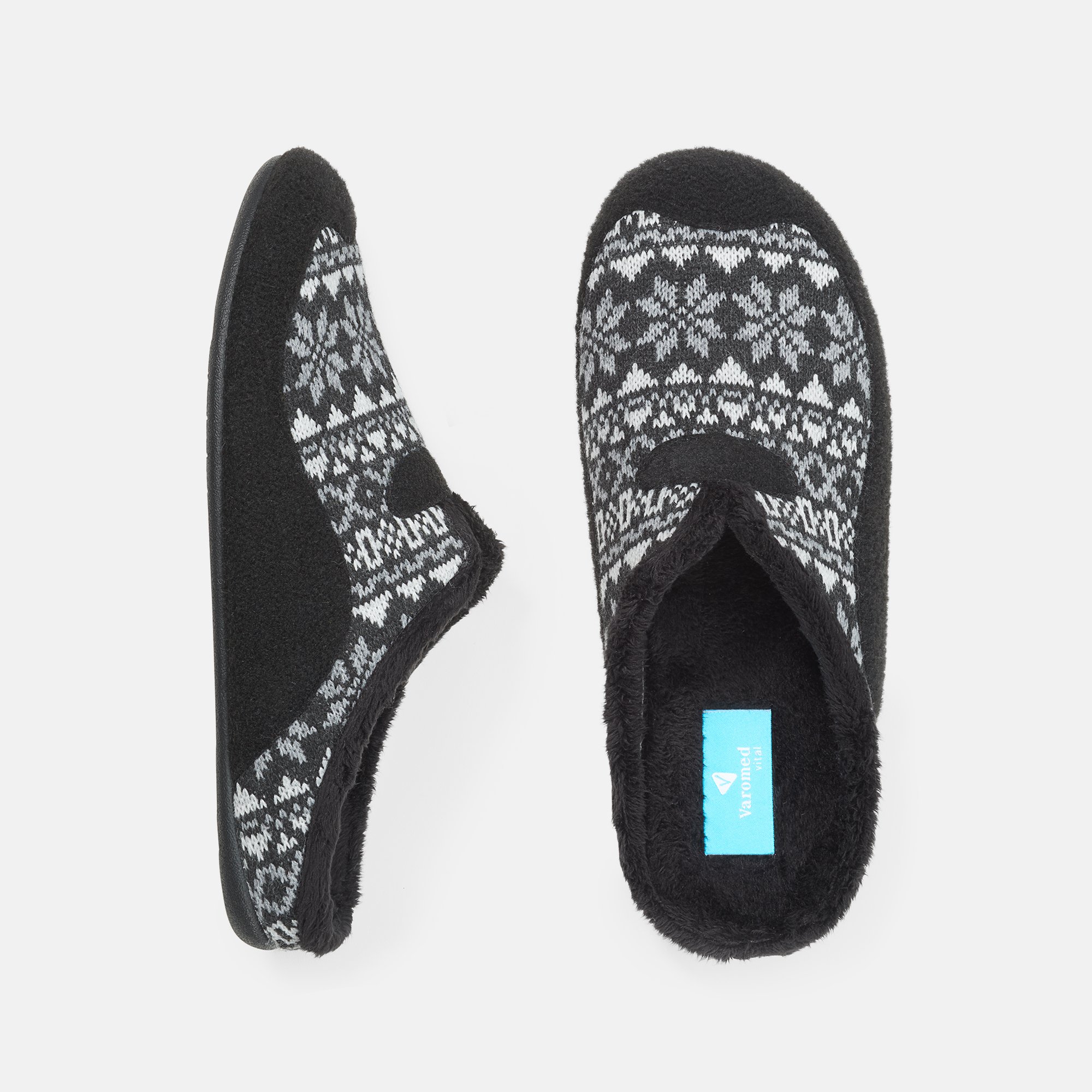 BÄR Schuhe Herrenschuhe Vinzenz in schwarz/grau aus 100% Polyacryl - Anlass: Hausschuhe (Ansicht von oben) BÄR Schuhe Herrenschuhe Hausschuhe Vinzenz schwarz/grau 100% Polyacryl Ansicht von oben