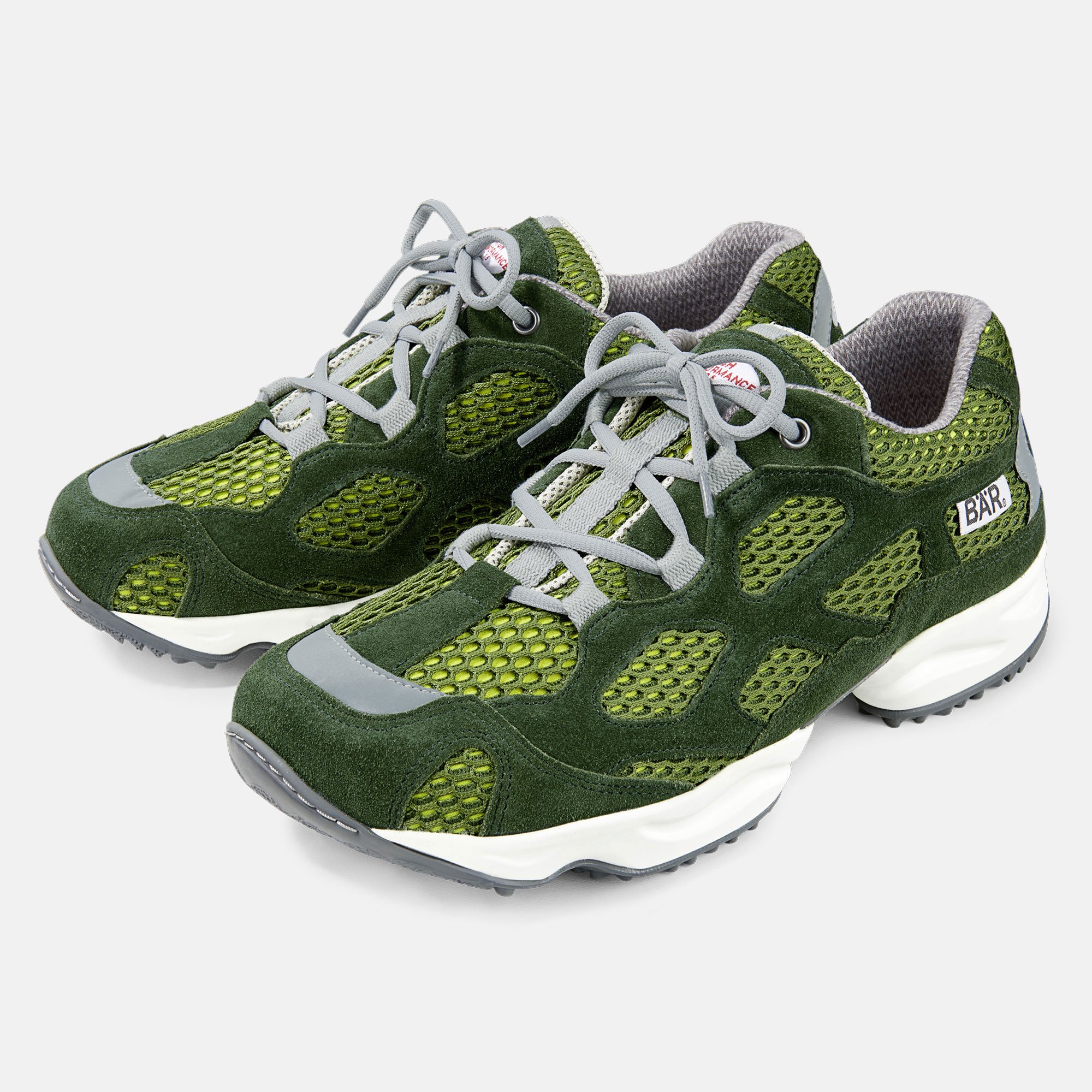 BÄR Schuhe Unisexschuhe High Performance 2.5 in oliv/gelb aus Mesh, Synthetisches Leder, Kalbveloursleder - Anlass: Laufschuhe (Hauptbild) BÄR Schuhe Unisexschuhe Laufschuhe High Performance 2.5 oliv/gelb Mesh, Synthetisches Leder, Kalbveloursleder Hauptbild