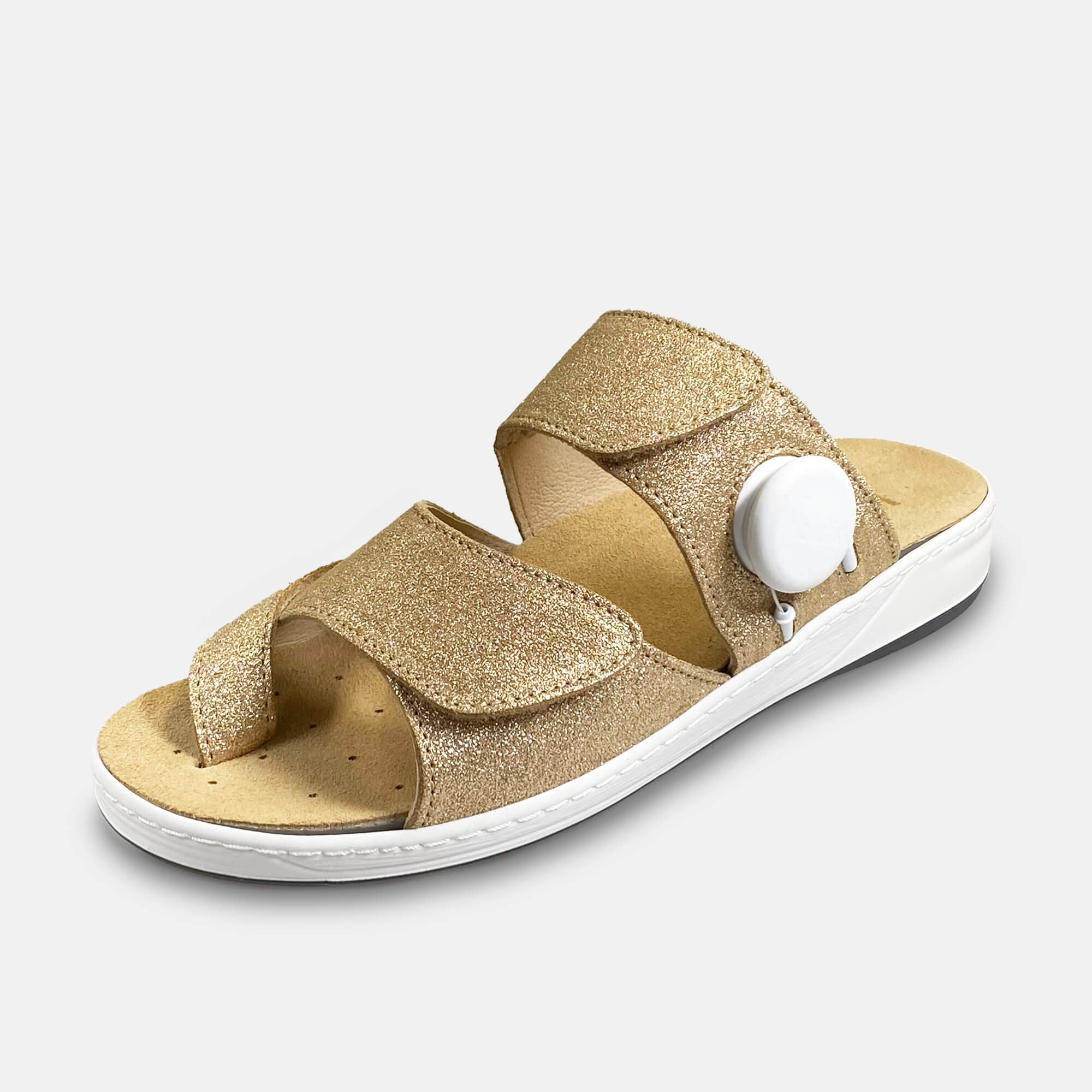 BÄR Schuhe Damenschuhe SunGo mit Hallufix in gold aus Rindveloursleder (Produktbild) BÄR Schuhe Damenschuhe SunGo mit Hallufix gold Rindveloursleder Produktbild