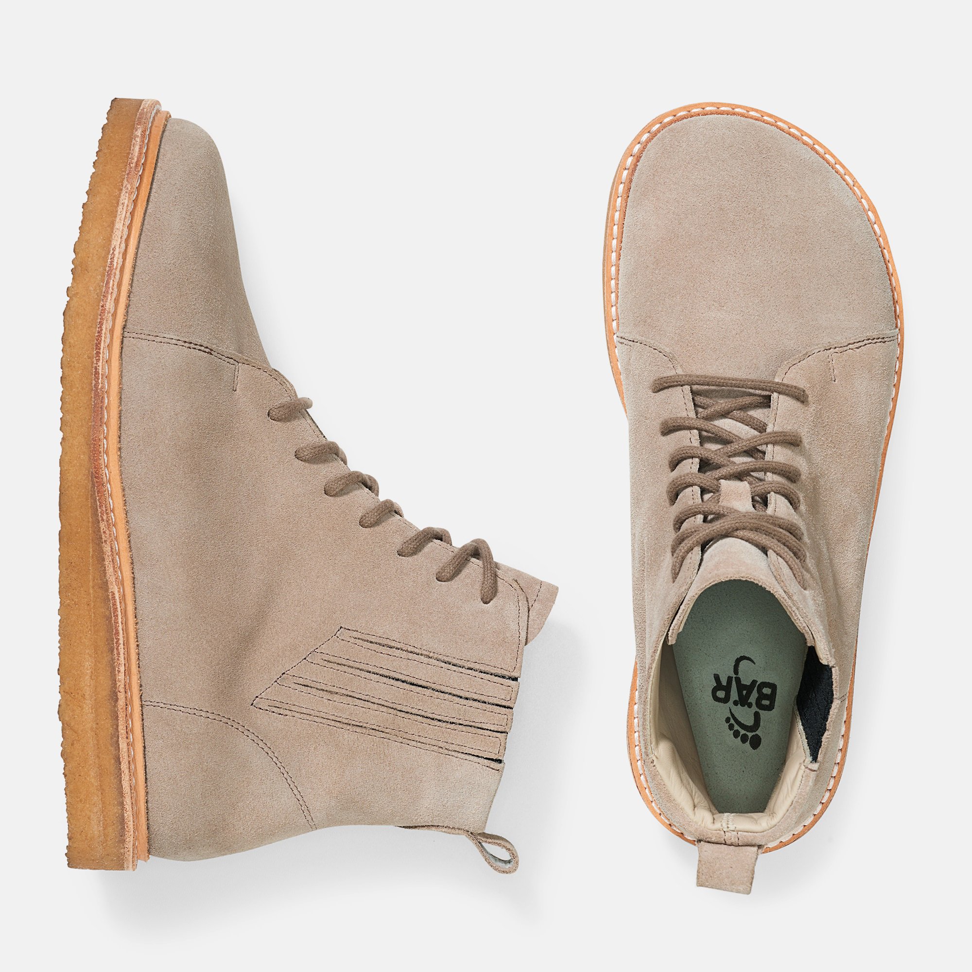 BÄR Schuhe Damenschuhe Maud in taupe aus Kalbveloursleder wasserabweisend - Anlass: Freizeitschuhe (Ansicht von oben) BÄR Schuhe Damenschuhe Freizeitschuhe Maud taupe Kalbveloursleder wasserabweisend Ansicht von oben