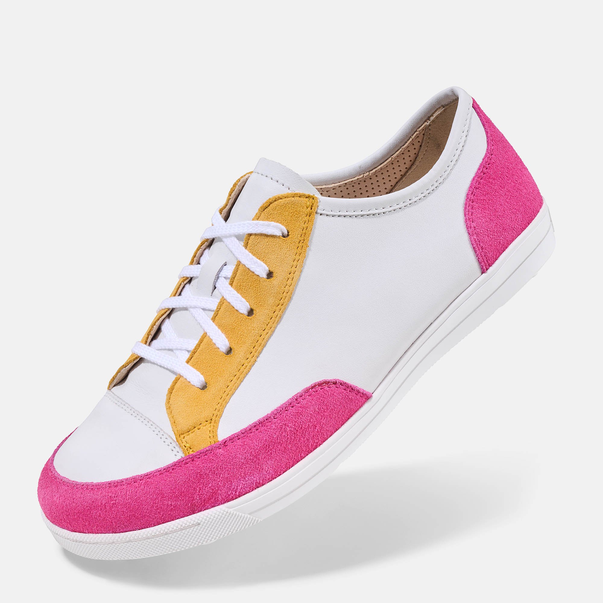BÄR Schuhe Damenschuhe Alltag Emma 2.0 weiß/pink/gelb Kalbnappaleder Produktbild