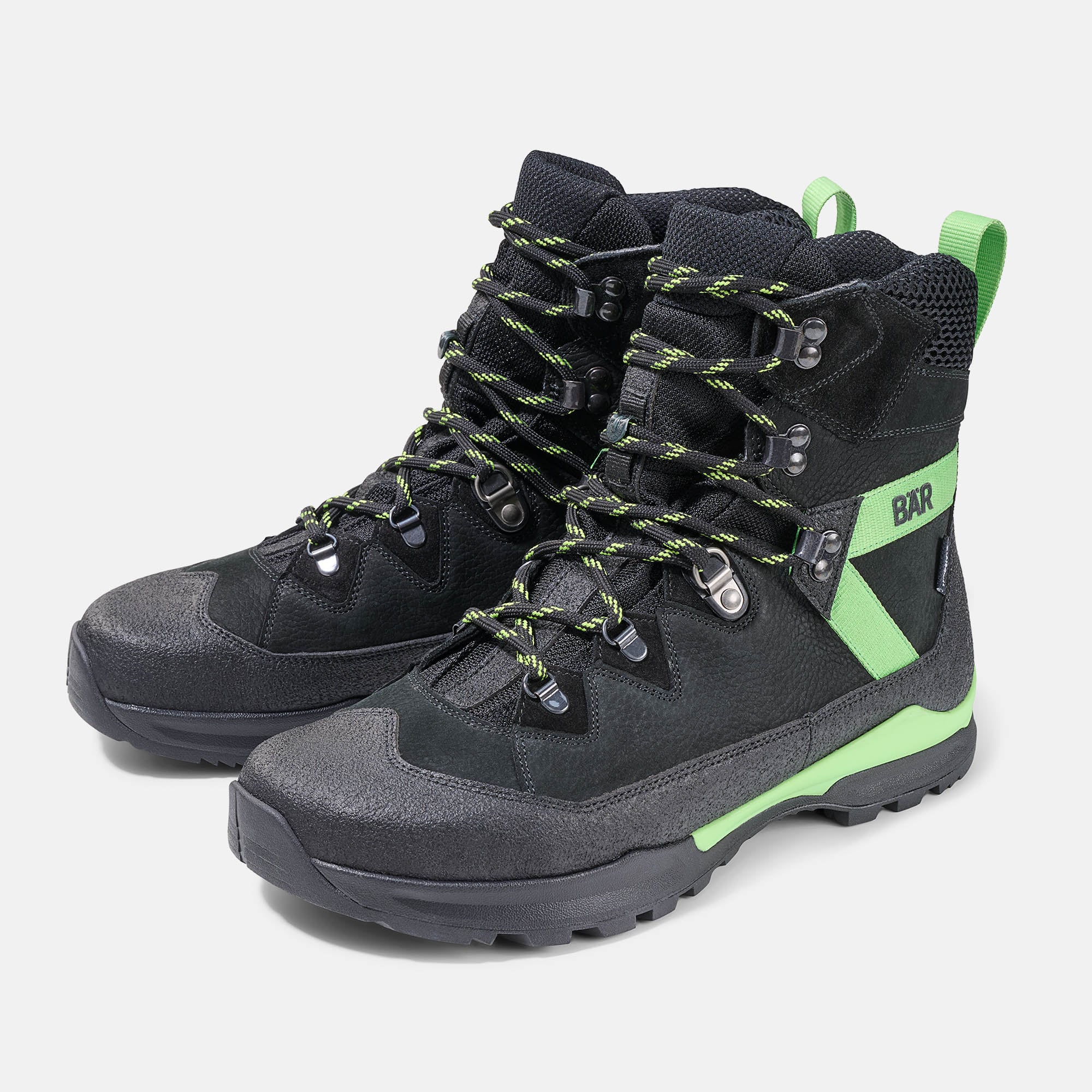 Bergkomfort WP, Wanderschuhe, Unisex, 100% Zehenfreiheit, Bequeme Schuhe von BÄR Schuhe, Farbe: schwarz/grün, terracare Rindnubukleder ,