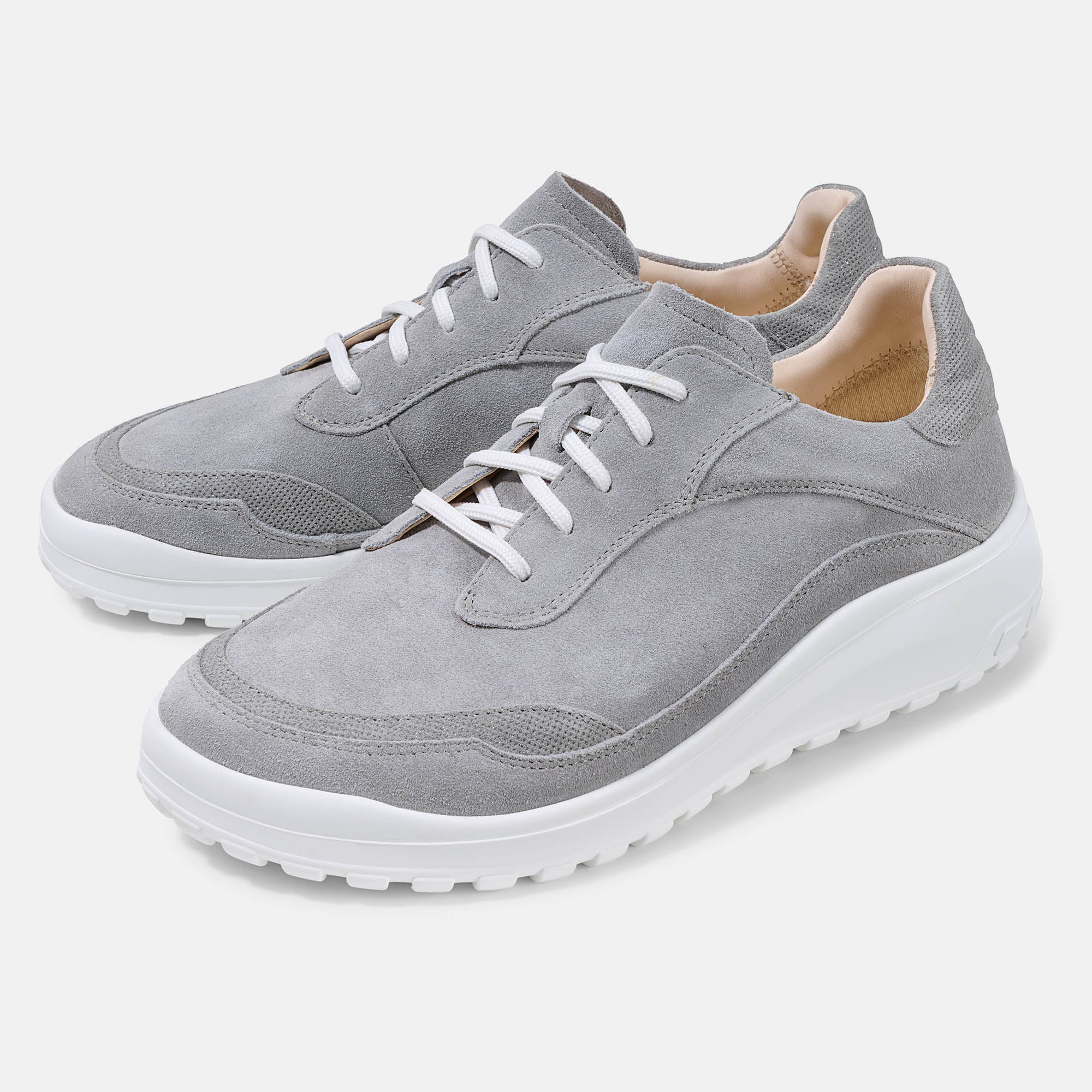 Quinn, Schnürschuhe, Damen, 100% Zehenfreiheit, Bequeme Schuhe von BÄR Schuhe, Farbe: grau, Kalbveloursleder, Geprägtes Kalbveloursleder