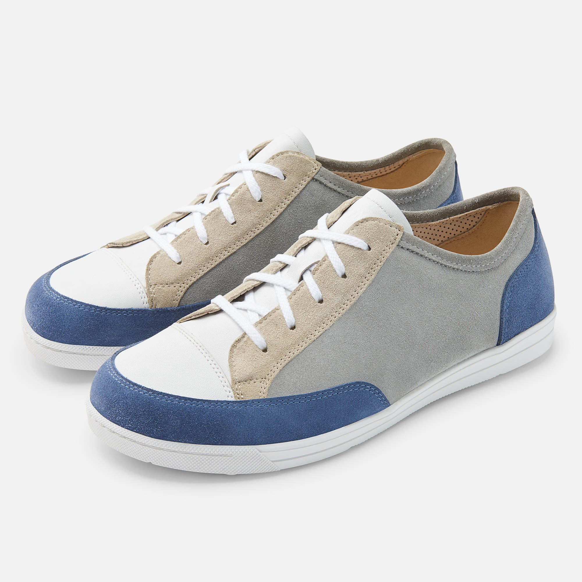 Emma 2.0, Schnürschuhe, Damen, 100% Zehenfreiheit, Bequeme Schuhe von BÄR Schuhe, Farbe: blau/weiß, Kalbnappaleder, Kalbveloursleder