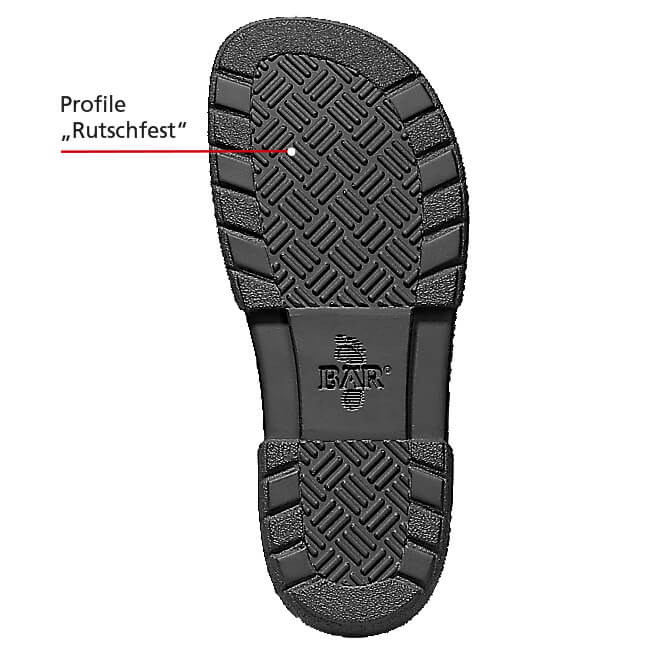 Detailansicht einer rutschfesten Schuhsohle mit markiertem Profil