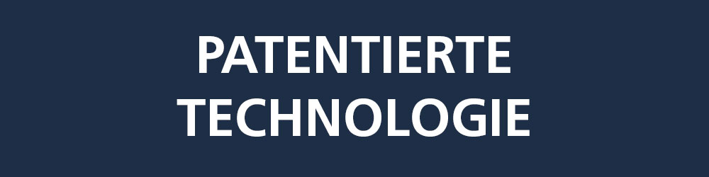 Patentierte Technologie - Fortschrittliche Lösungen für Ihre Bedürfnisse Weißer Text 'Patentierte Technologie' auf dunkelblauem Hintergrund