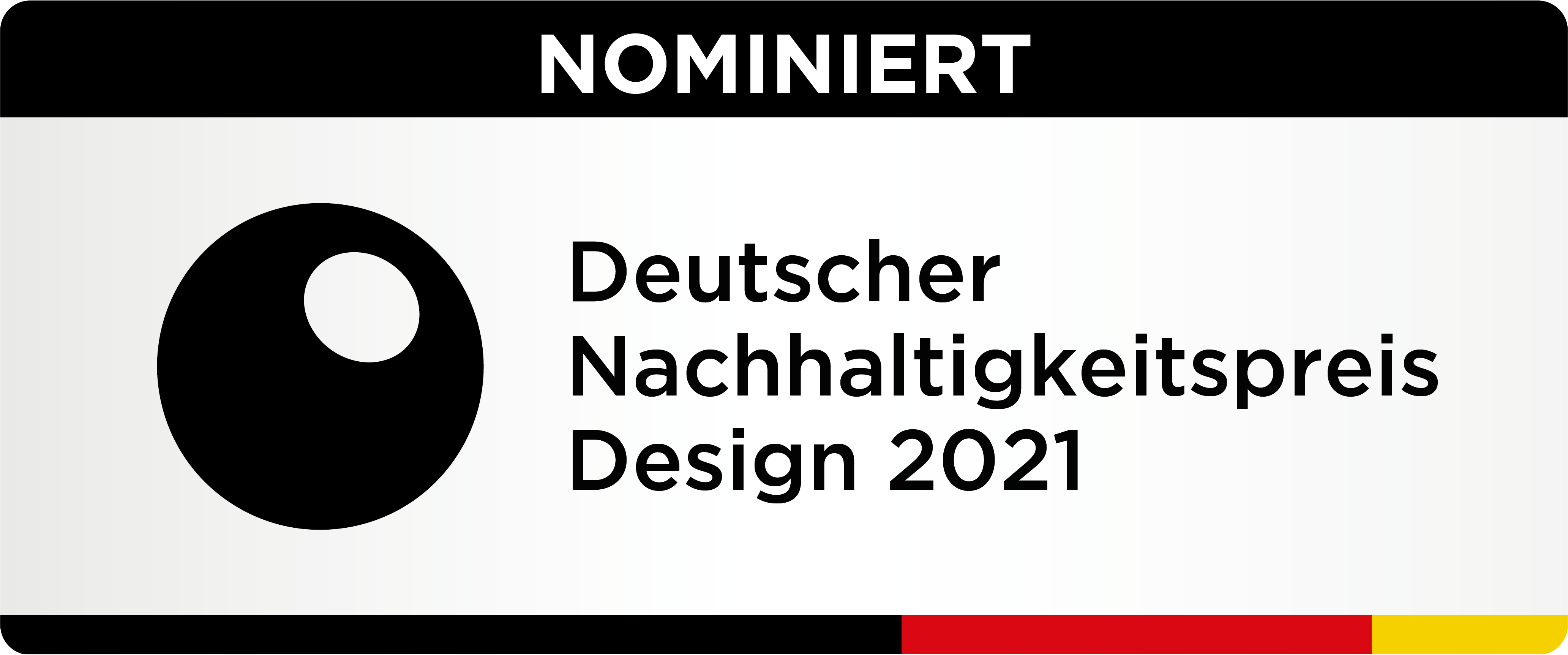 Nominated for the German Sustainability Award Design 2021 Logo indicating a nomination for the German Sustainability Award Design 2021