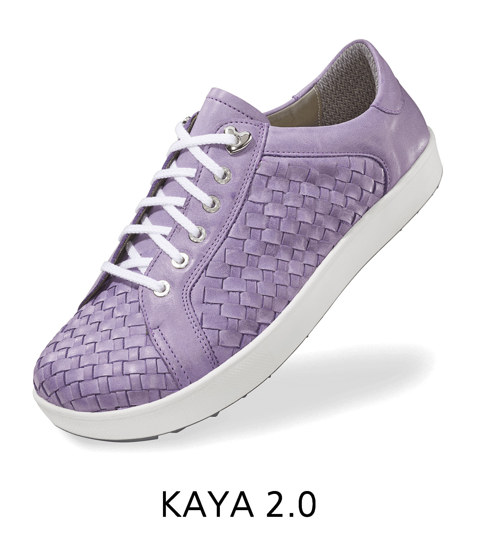 KAYA 2.0 Women's Woven Lilac Sneaker Lilac woven sneaker for women with white laces, side view