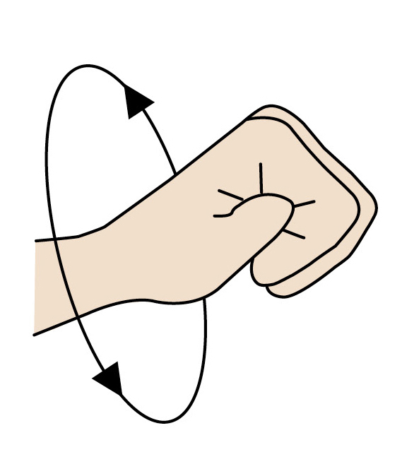 Illustration of a rotating clenched fist gesture Illustration showing a hand making a rotating motion with a closed fist