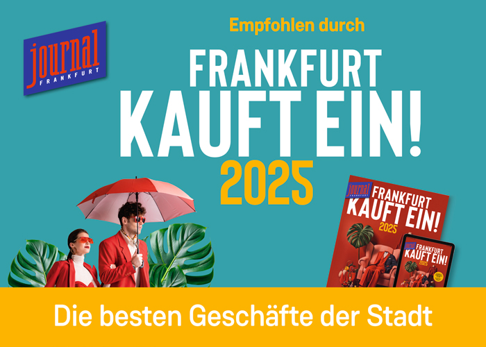 Frankfurt Shopping Guide 2025 - Best Shops in Town Cover image of the 2025 Frankfurt shopping guide featuring stylish individuals with an umbrella and a booklet.