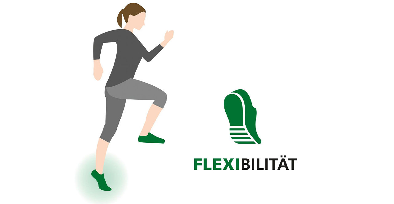 Frau beim Training für Flexibilität Illustration einer Frau beim Training mit Fokus auf Flexibilität und grünen Schuhen